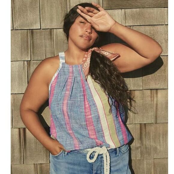 Anthropologie Women's Multicolored Patterned Textured Tank Top - Sz M - Picture 1 of 7